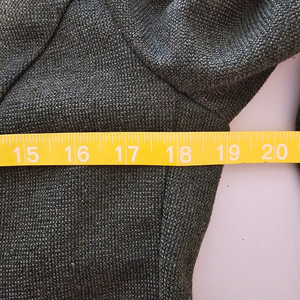 Skies Are Blue M Hunter Green Knit Blazer Jacket Cuffed 3/4 Sleeve Office Work - Picture 6 of 9